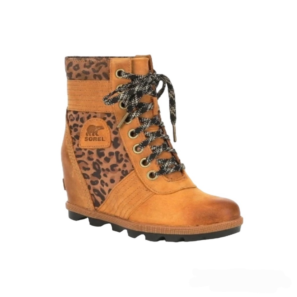 Sorel Lexie RARE Leopard Print Wedge Booties